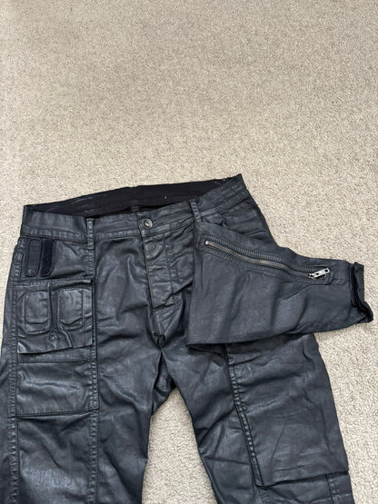 SS16 Rick Owens DRKSHDW Black Waxed Memphis Biker Denim Jeans