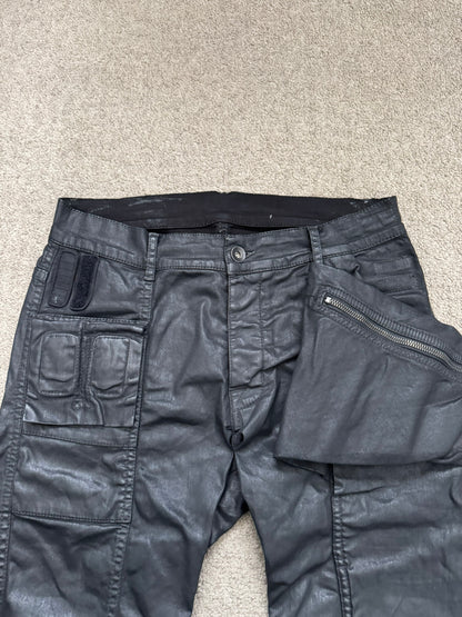 SS16 Rick Owens DRKSHDW Black Waxed Memphis Biker Denim Jeans