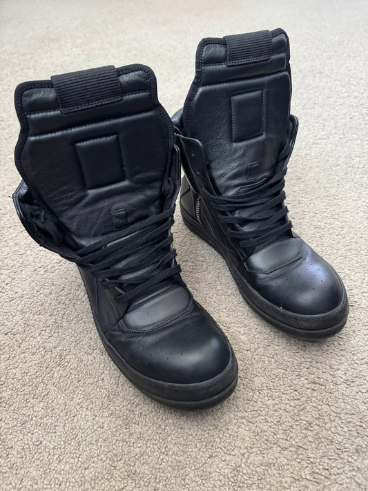 FW17 Rick Owens Triple Black Geobasket High Top Sneakers