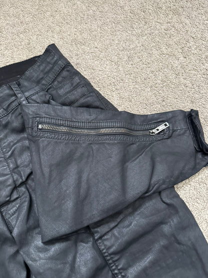 SS16 Rick Owens DRKSHDW Black Waxed Memphis Biker Denim Jeans