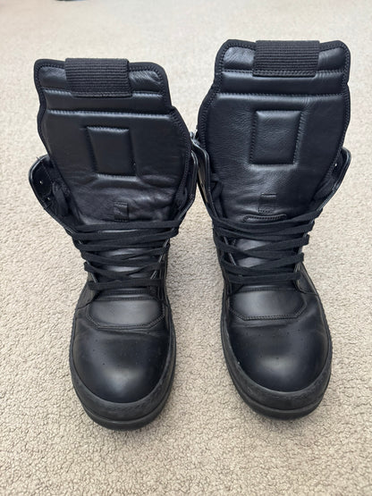 FW17 Rick Owens Triple Black Geobasket High Top Sneakers