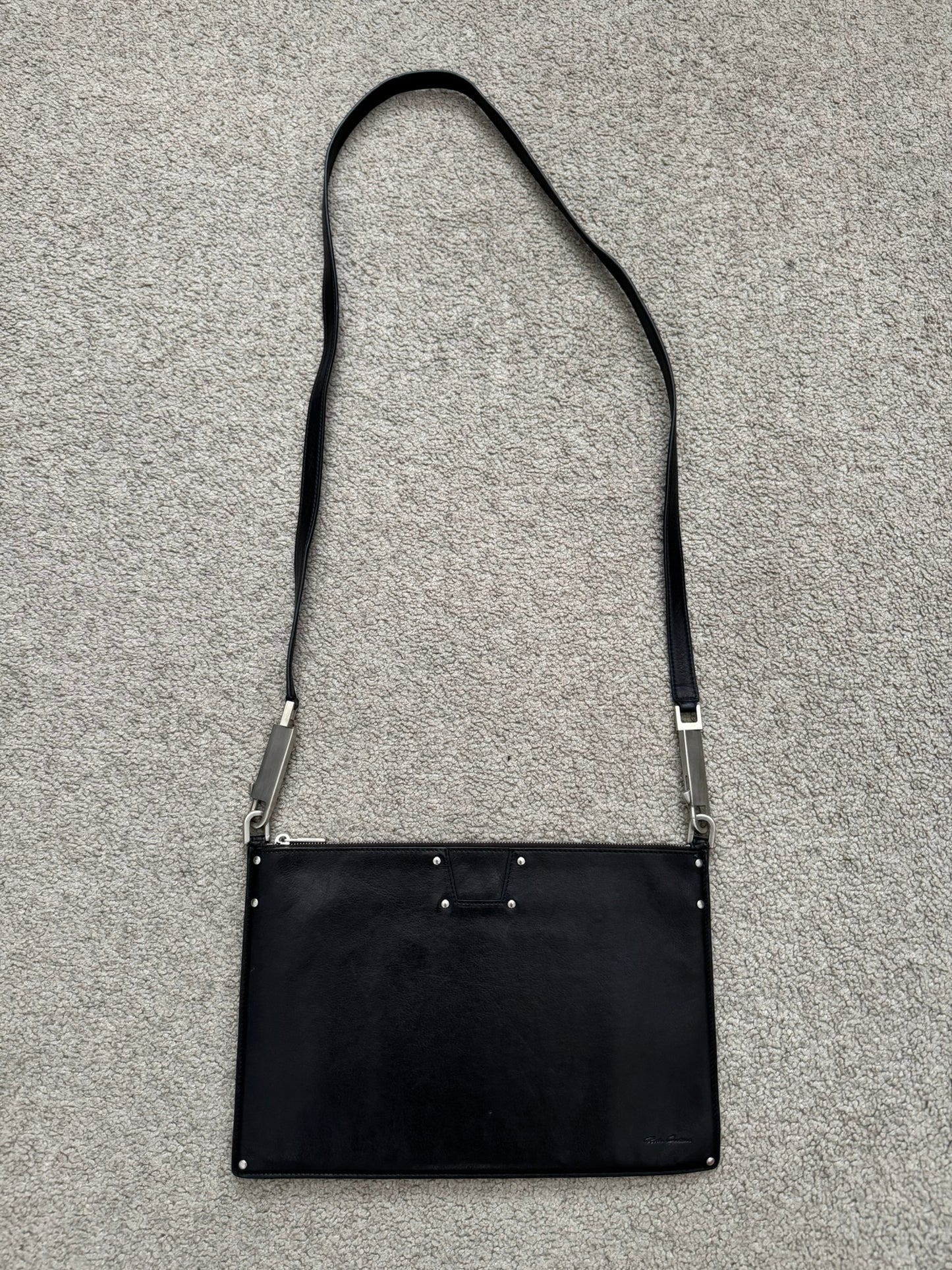 FW20 Rick Owens Mainline "Performa" Large Pouch Leather Bag