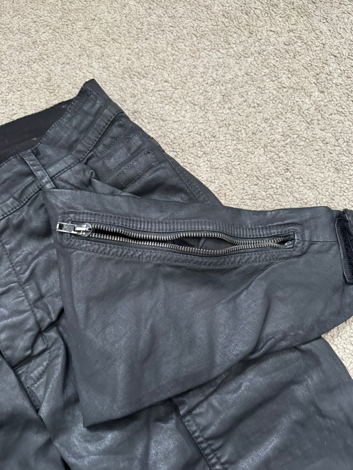 SS16 Rick Owens DRKSHDW Black Waxed Memphis Biker Denim Jeans