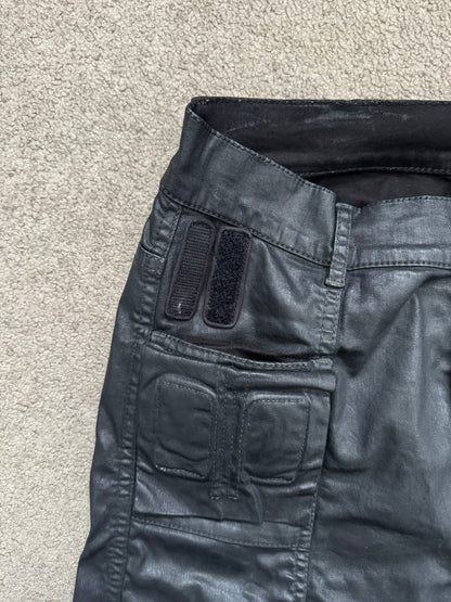 SS16 Rick Owens DRKSHDW Black Waxed Memphis Biker Denim Jeans