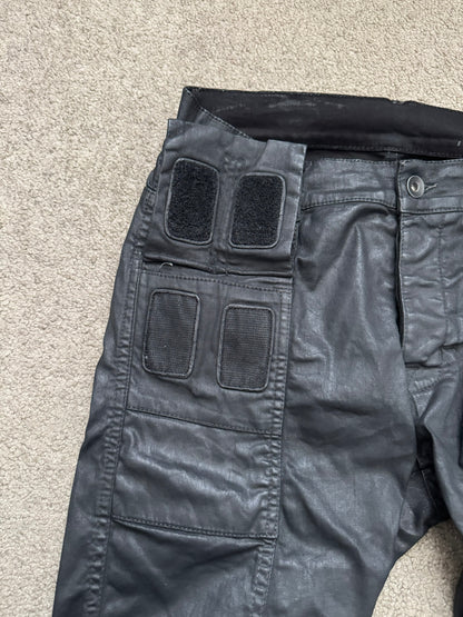 SS16 Rick Owens DRKSHDW Black Waxed Memphis Biker Denim Jeans