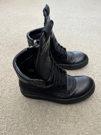 FW17 Rick Owens Triple Black Geobasket High Top Sneakers