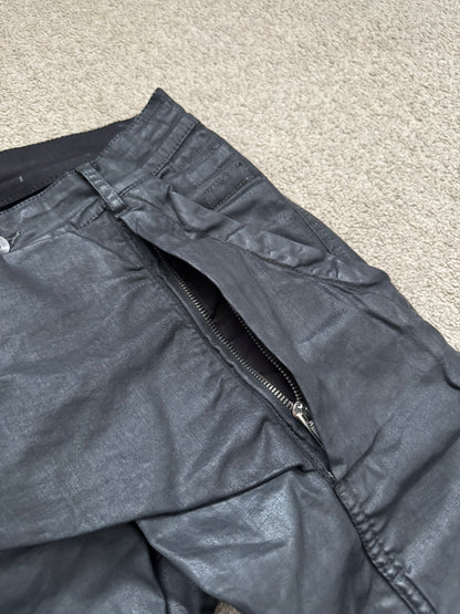 SS16 Rick Owens DRKSHDW Black Waxed Memphis Biker Denim Jeans
