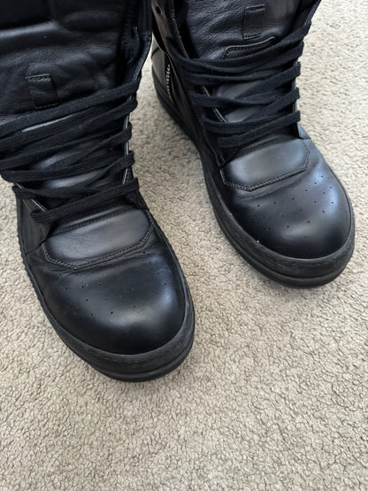FW17 Rick Owens Triple Black Geobasket High Top Sneakers