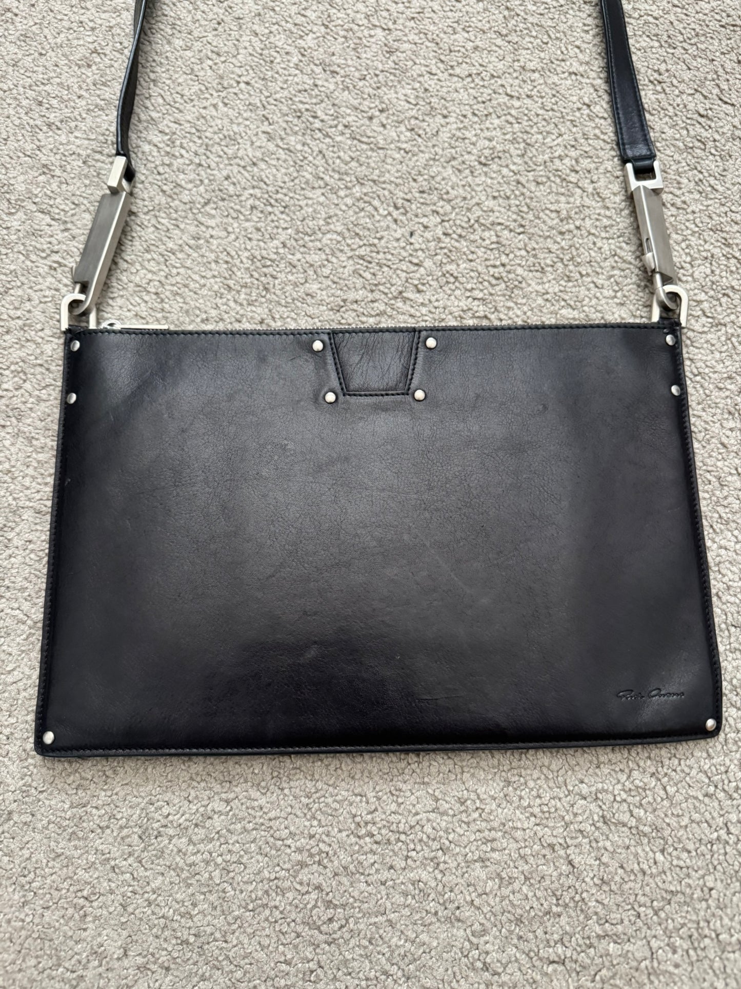 FW20 Rick Owens Mainline "Performa" Large Pouch Leather Bag