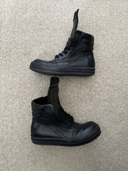 FW17 Rick Owens Triple Black Geobasket High Top Sneakers