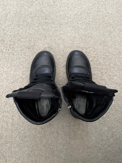 FW17 Rick Owens Triple Black Geobasket High Top Sneakers
