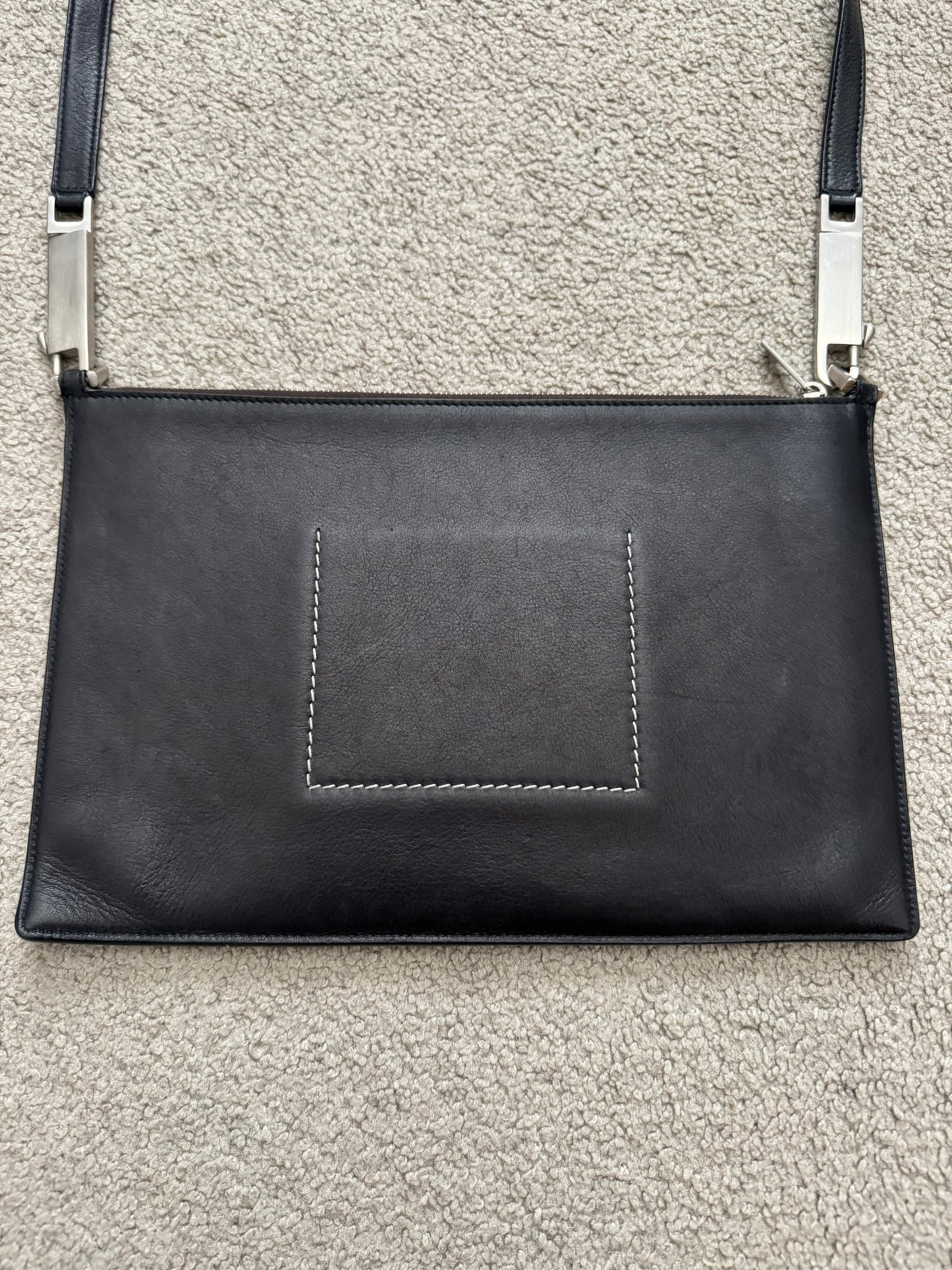 FW20 Rick Owens Mainline "Performa" Large Pouch Leather Bag