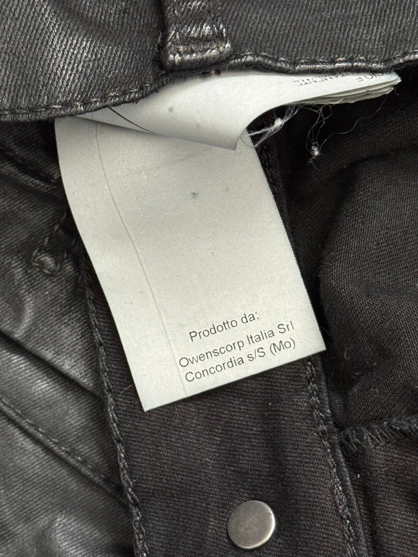 SS16 Rick Owens DRKSHDW Black Waxed Memphis Biker Denim Jeans