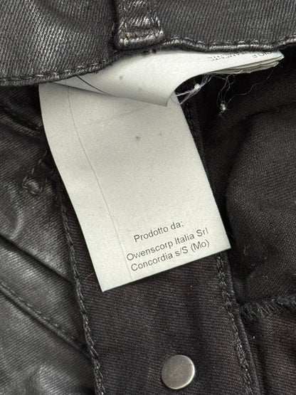 SS16 Rick Owens DRKSHDW Black Waxed Memphis Biker Denim Jeans