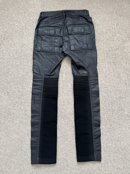 SS16 Rick Owens DRKSHDW Black Waxed Memphis Biker Denim Jeans