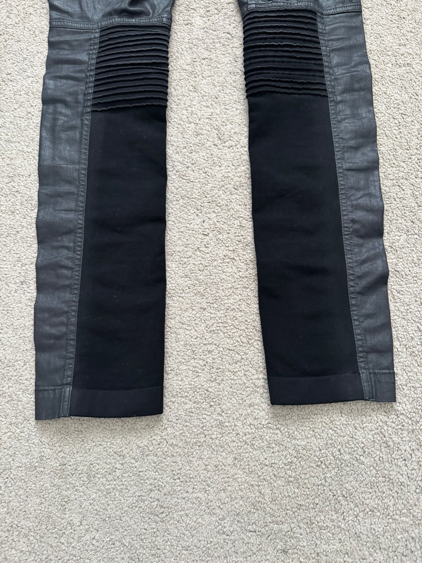 SS16 Rick Owens DRKSHDW Black Waxed Memphis Biker Denim Jeans
