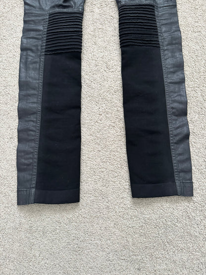 SS16 Rick Owens DRKSHDW Black Waxed Memphis Biker Denim Jeans