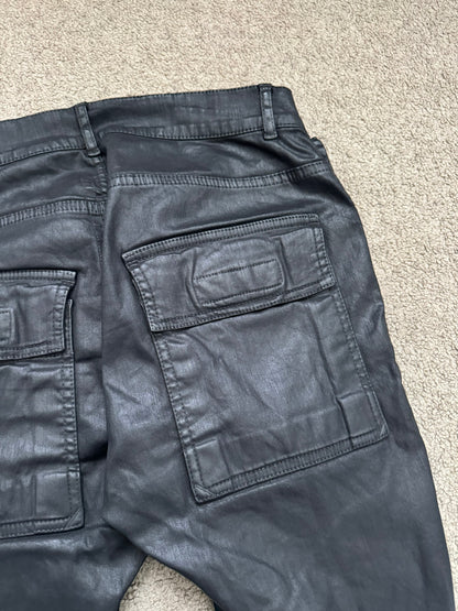SS16 Rick Owens DRKSHDW Black Waxed Memphis Biker Denim Jeans