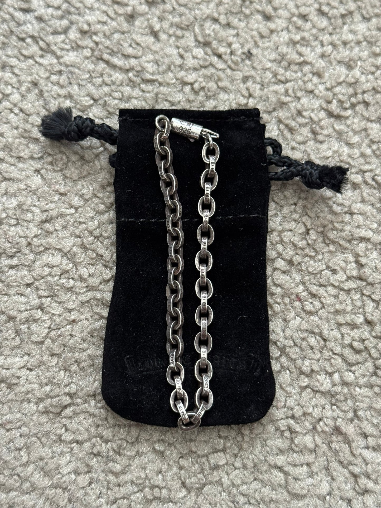 Chrome Hearts 7 Inch Paper Chain .925 Sterling Silver Bracelet