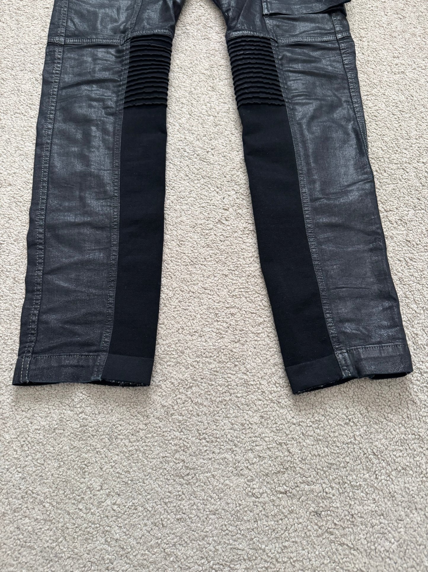 SS15 Rick Owens DRKSHDW Black Waxed Memphis Biker Denim Jeans