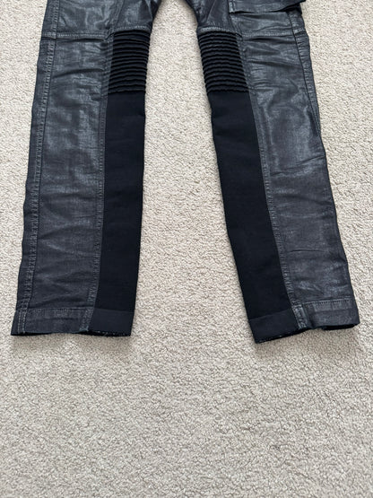 SS15 Rick Owens DRKSHDW Black Waxed Memphis Biker Denim Jeans