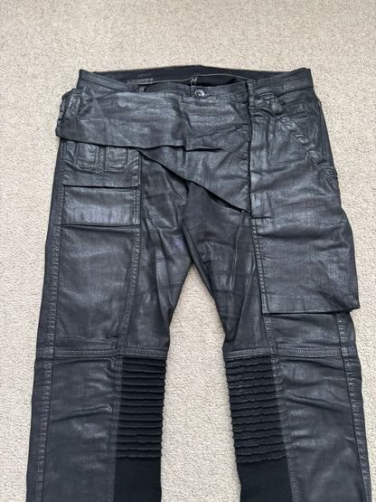 SS15 Rick Owens DRKSHDW Black Waxed Memphis Biker Denim Jeans