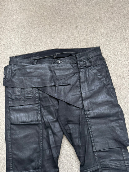 SS15 Rick Owens DRKSHDW Black Waxed Memphis Biker Denim Jeans