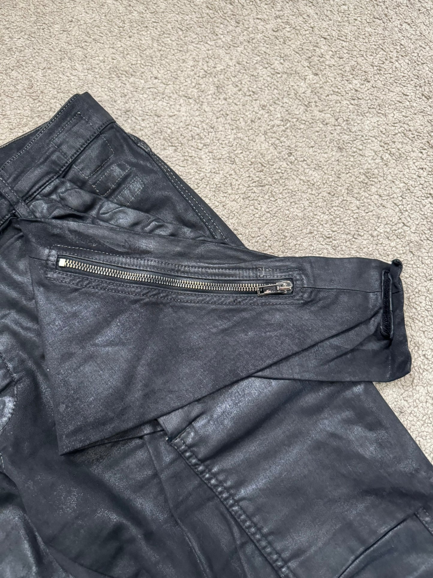 SS15 Rick Owens DRKSHDW Black Waxed Memphis Biker Denim Jeans