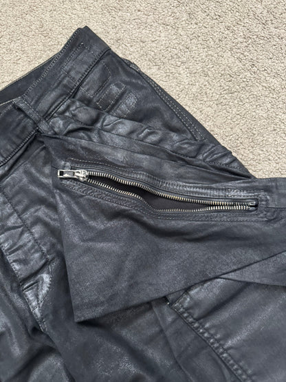 SS15 Rick Owens DRKSHDW Black Waxed Memphis Biker Denim Jeans