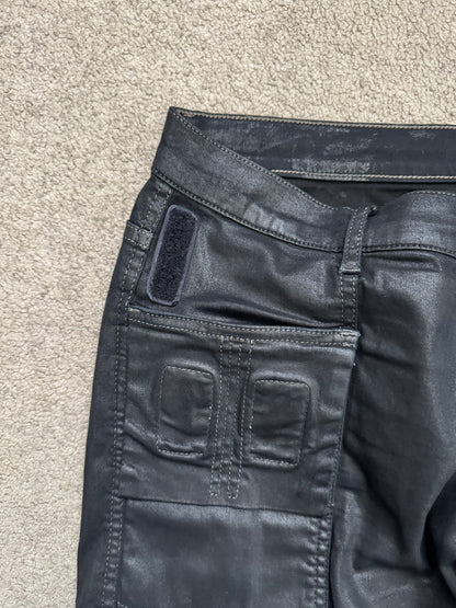 SS15 Rick Owens DRKSHDW Black Waxed Memphis Biker Denim Jeans
