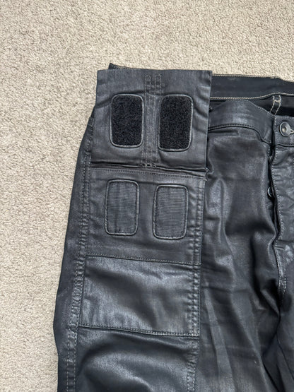 SS15 Rick Owens DRKSHDW Black Waxed Memphis Biker Denim Jeans
