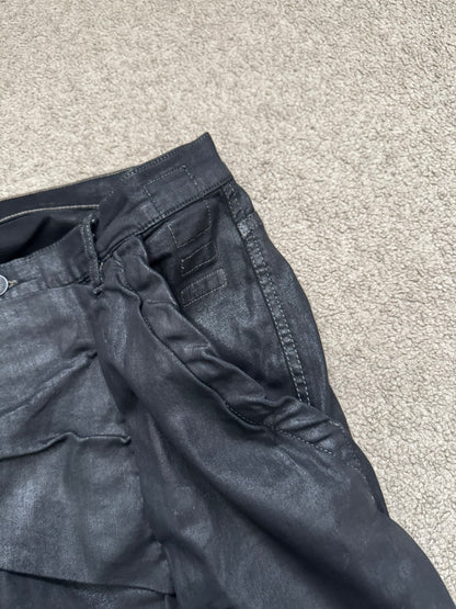 SS15 Rick Owens DRKSHDW Black Waxed Memphis Biker Denim Jeans