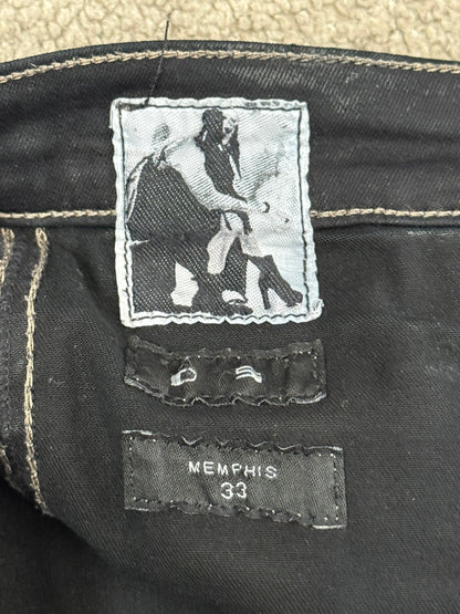 SS15 Rick Owens DRKSHDW Black Waxed Memphis Biker Denim Jeans