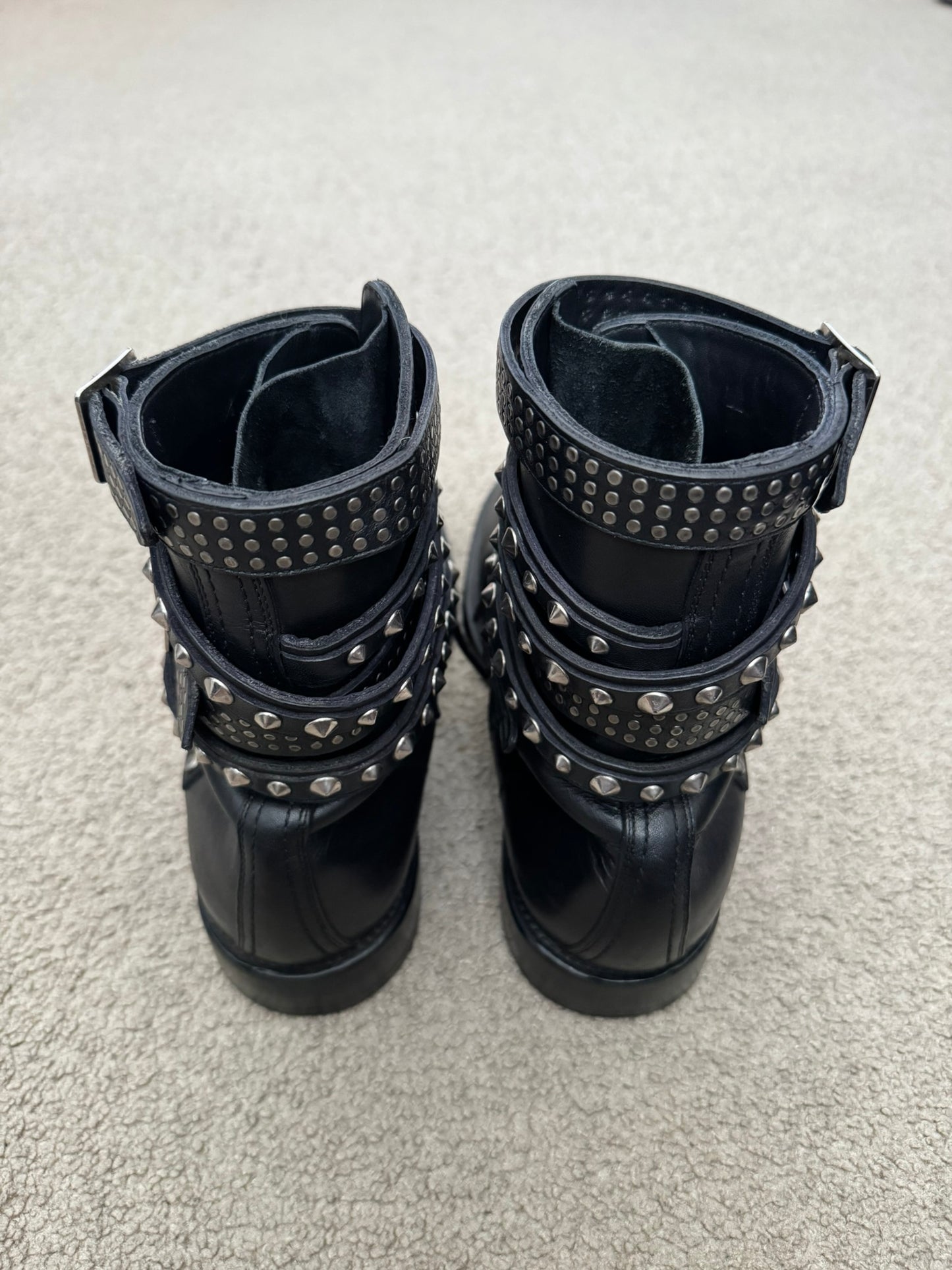 FW13 Saint Laurent by Hedi Slimane Studded Belted Ranger Combat Boots