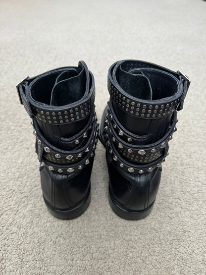 FW13 Saint Laurent by Hedi Slimane Studded Belted Ranger Combat Boots