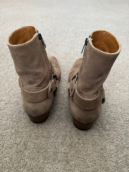SS18 Saint Laurent Paris Tan Suede Wyatt 40 Harness Boots