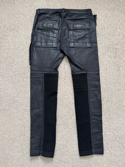 SS15 Rick Owens DRKSHDW Black Waxed Memphis Biker Denim Jeans