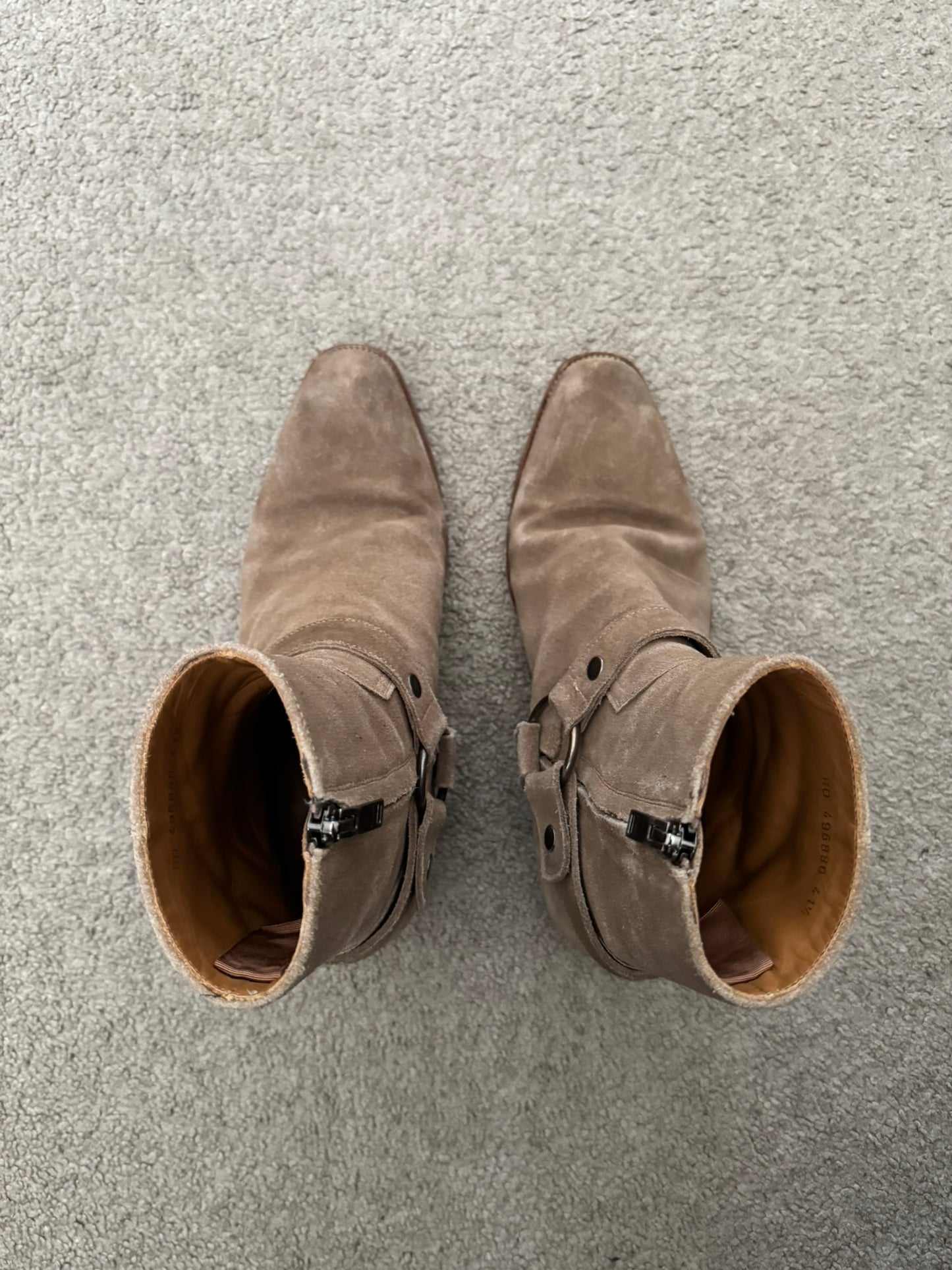 SS18 Saint Laurent Paris Tan Suede Wyatt 40 Harness Boots
