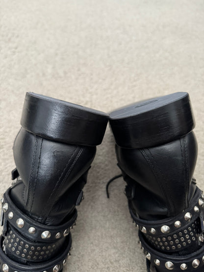 FW13 Saint Laurent by Hedi Slimane Studded Belted Ranger Combat Boots