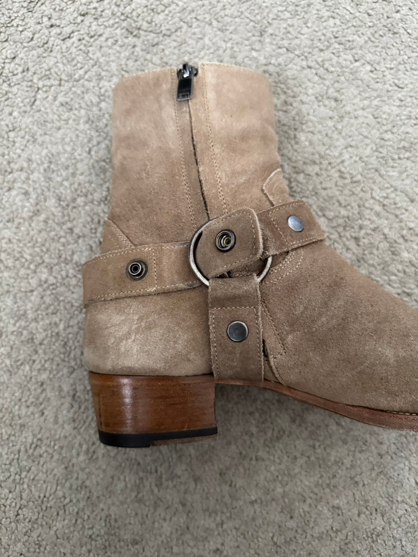 SS18 Saint Laurent Paris Tan Suede Wyatt 40 Harness Boots