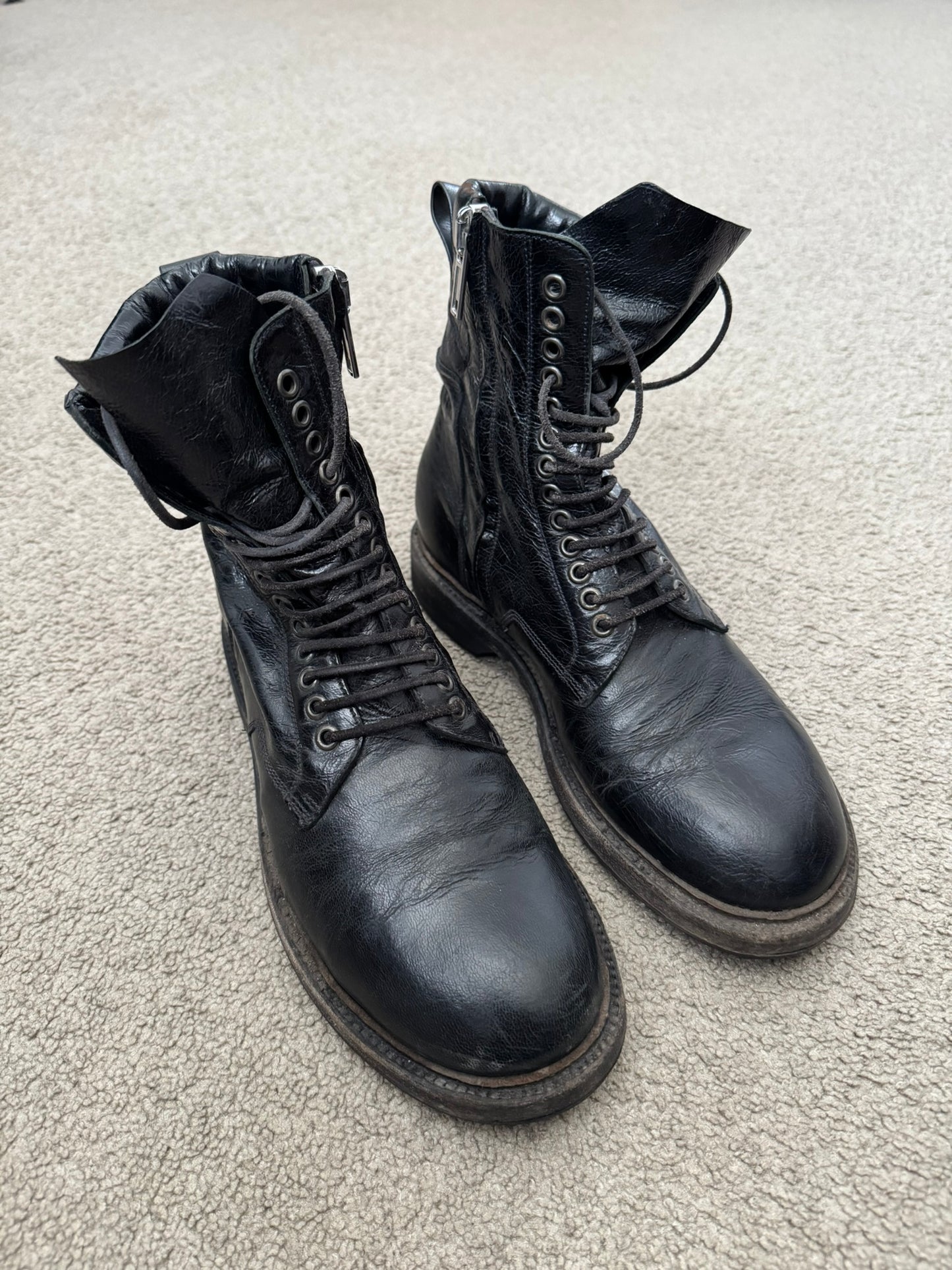 SS15 Rick Owens "Faun" Goodyear Flex Military Combat Boots