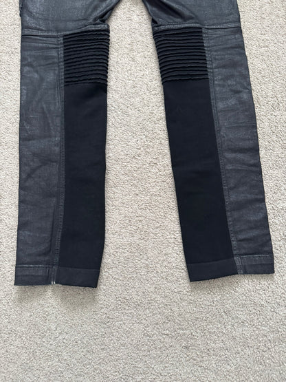 SS15 Rick Owens DRKSHDW Black Waxed Memphis Biker Denim Jeans