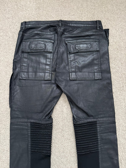 SS15 Rick Owens DRKSHDW Black Waxed Memphis Biker Denim Jeans