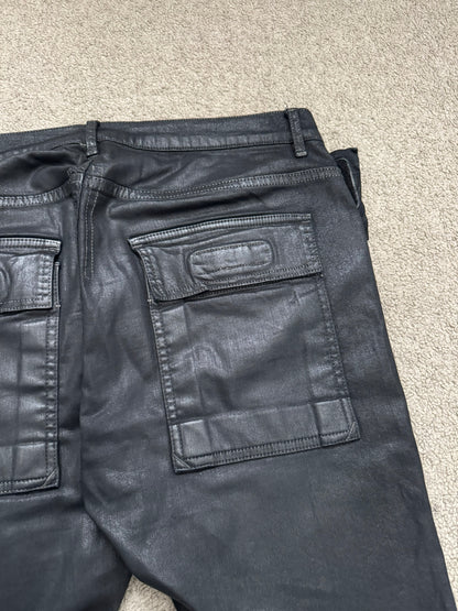 SS15 Rick Owens DRKSHDW Black Waxed Memphis Biker Denim Jeans