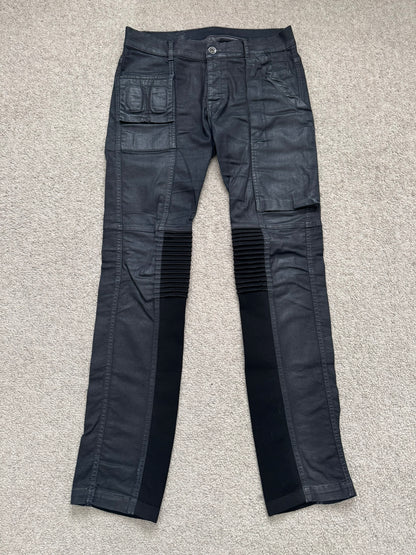 SS14 Rick Owens DRKSHDW Black Waxed Memphis Biker Denim Jeans