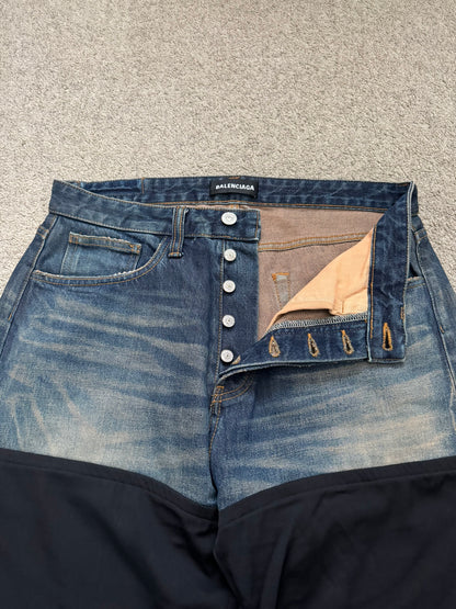 FW20 Balenciaga Hybrid Denim/Twill Paneled Jeans