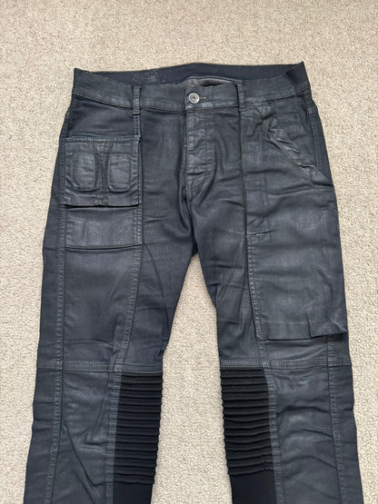 SS14 Rick Owens DRKSHDW Black Waxed Memphis Biker Denim Jeans