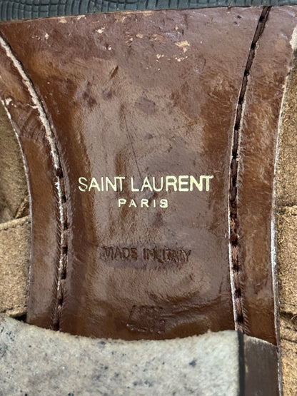 SS16 Saint Laurent by Hedi Slimane Wyatt 40mm Tan Suede Harness Boots