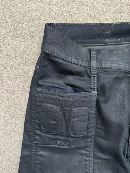 SS14 Rick Owens DRKSHDW Black Waxed Memphis Biker Denim Jeans