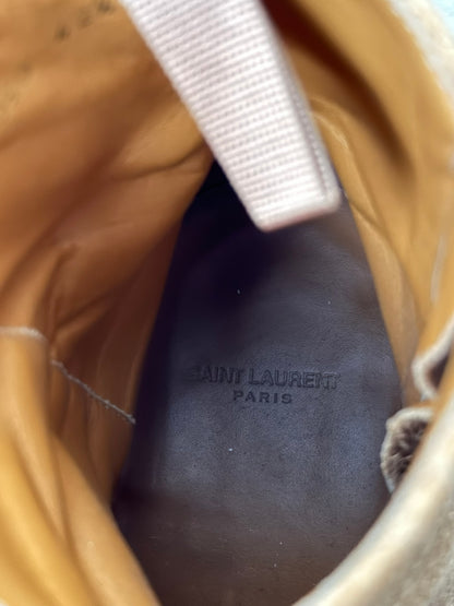 SS16 Saint Laurent by Hedi Slimane Wyatt 40mm Tan Suede Harness Boots